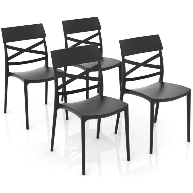 immagine 0 del prodotto set 4 sedie impilabili jazz in polipropilene neutro rinforzato nero grafite, l 44,5 x p 54,5 x h 85,5 cm, made in italy gloupie