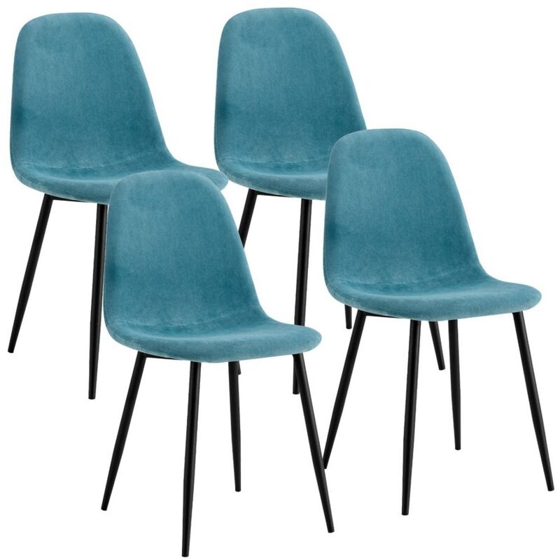 foto del prodotto set 4 sedie in tessuto imbottito blu navy modello bella