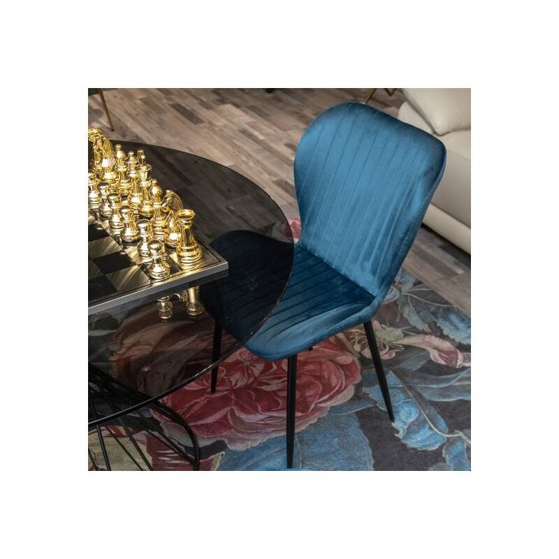 foto del prodotto set 4 sedie in velluto margot blu