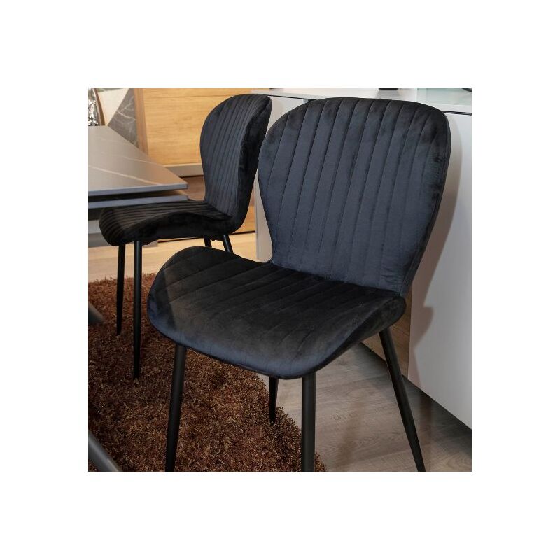 foto del prodotto set 4 sedie in velluto vintage margot nere