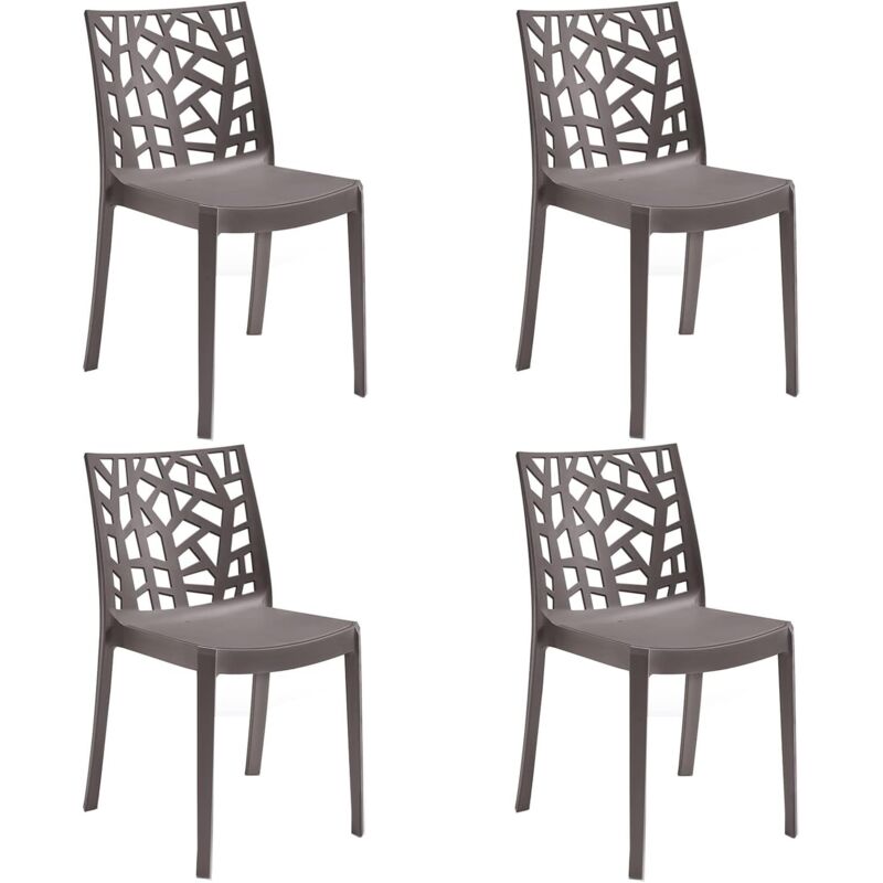 foto del prodotto set 4 sedie matrix in polipropilene tortora, 55x47x82 cm,peso 4 kg,per interno ed esterno,made in italy,impilabili gloupie