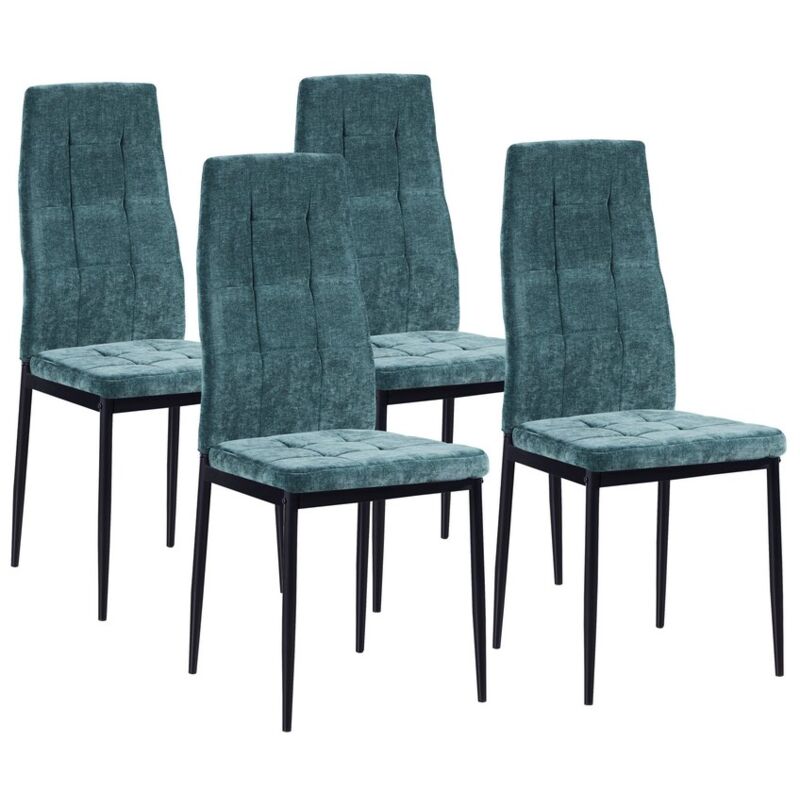 foto del prodotto set 4 sedie moderne in tessuto verde petrolio milano