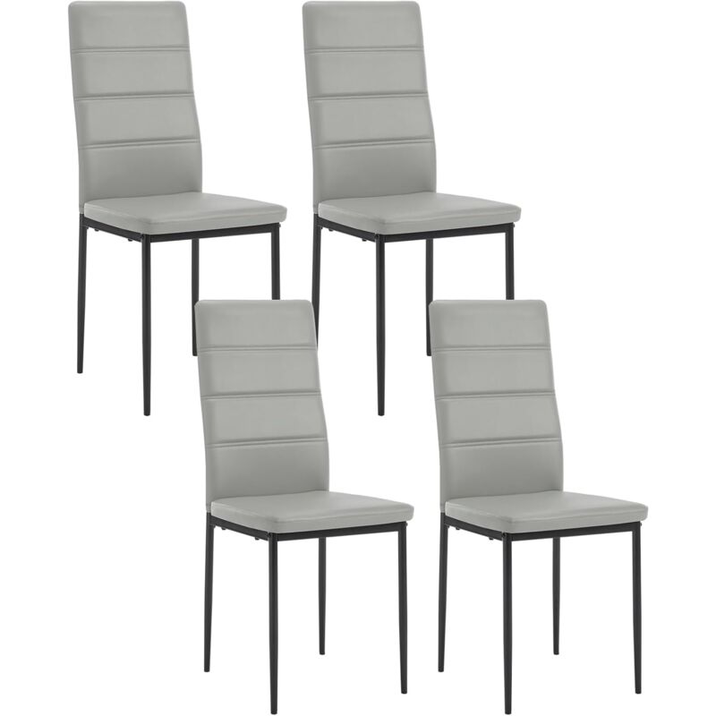 foto del prodotto set 4 sedie moderne sala pranzo salotto cucina seduta in similpelle e metallo, grigio woltu