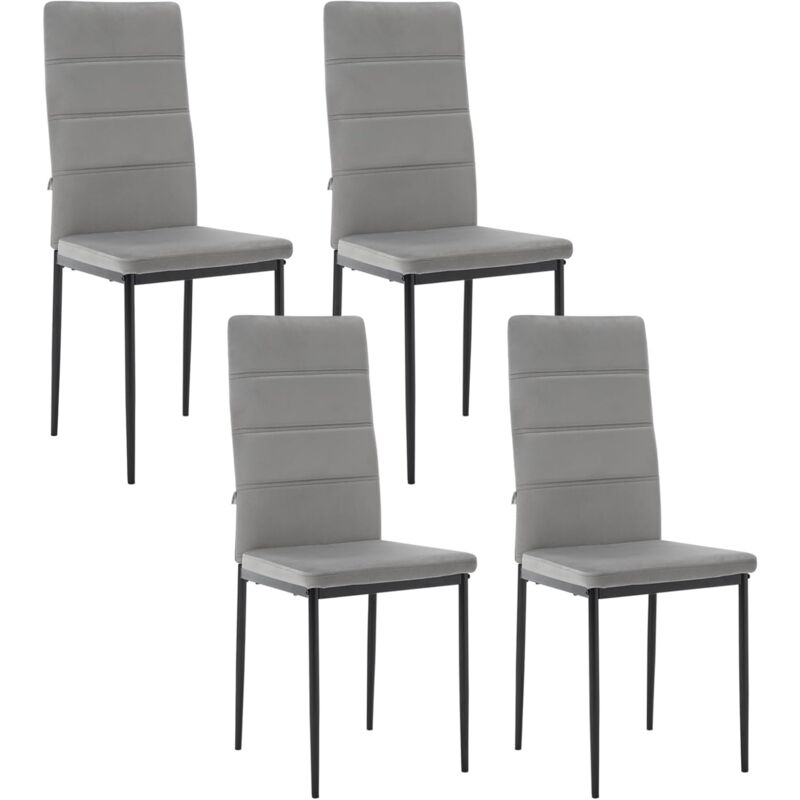 foto del prodotto set 4 sedie moderne sala pranzo salotto cucina seduta in velluto con gambe in metallo, grigio scuro woltu