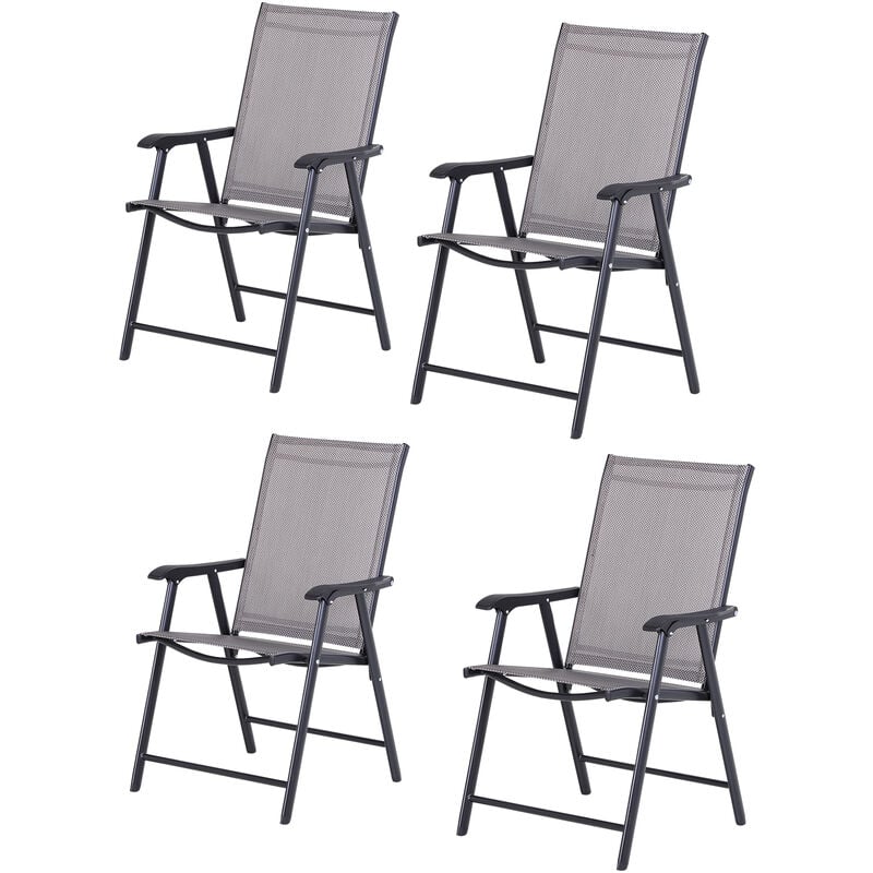 foto del prodotto set 4 sedie pieghevoli da esterni acciaio e texteline 58x64x94cm
