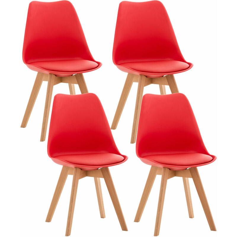 foto del prodotto set 4 sedie pranzo linares rosso plastica