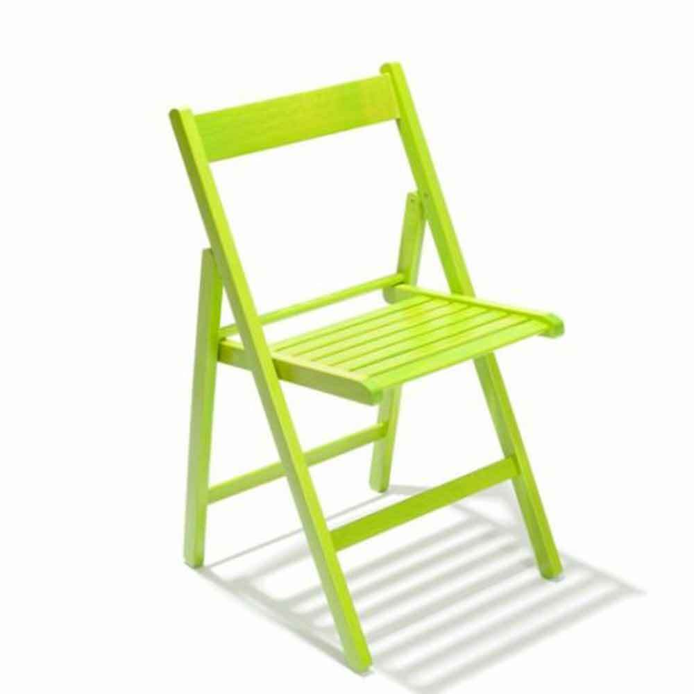 foto del prodotto set 4 sedie richiudibili in legno di faggio color verde salvaspazio