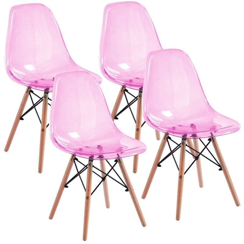 foto del prodotto set 4 sedie trasparenti rosa betty