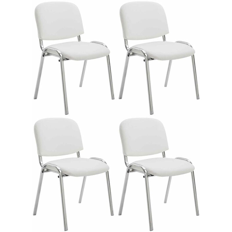 foto del prodotto set 4 sedie ufficio ken cromo in similpelle bianco