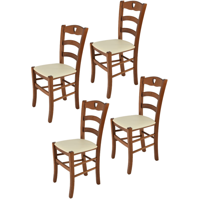 foto del prodotto set 4 sedie venice tommychairs, robusta struttura in legno di faggio verniciata in miele e seduta in paglia