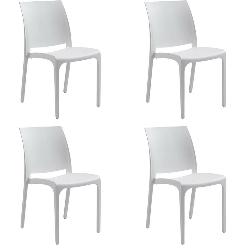 foto del prodotto set 4 sedie volga in polipropilene bianco,54x46x81cm,peso 3,5kg,per interno esterno,made in italy,sedie impilabili gloupie