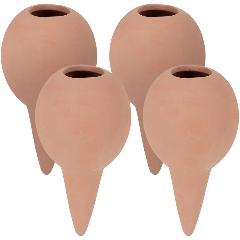 foto del prodotto set 4 sfere da irrigazione, coni da 100 ml, hxd 11,5 x 6 cm, piante e fiori da interni e esterni, terracotta relaxdays