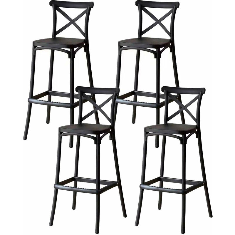 foto del prodotto set 4 sgabelli 40x36x91 cm in polipropilene pompei nero
