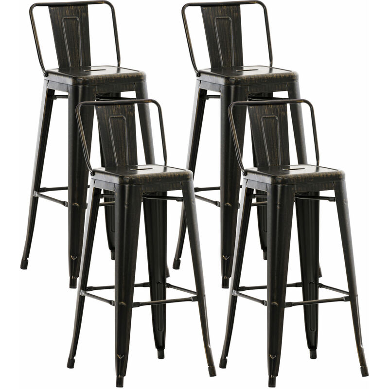 foto del prodotto set 4 sgabelli bar in metallo mason nero oro