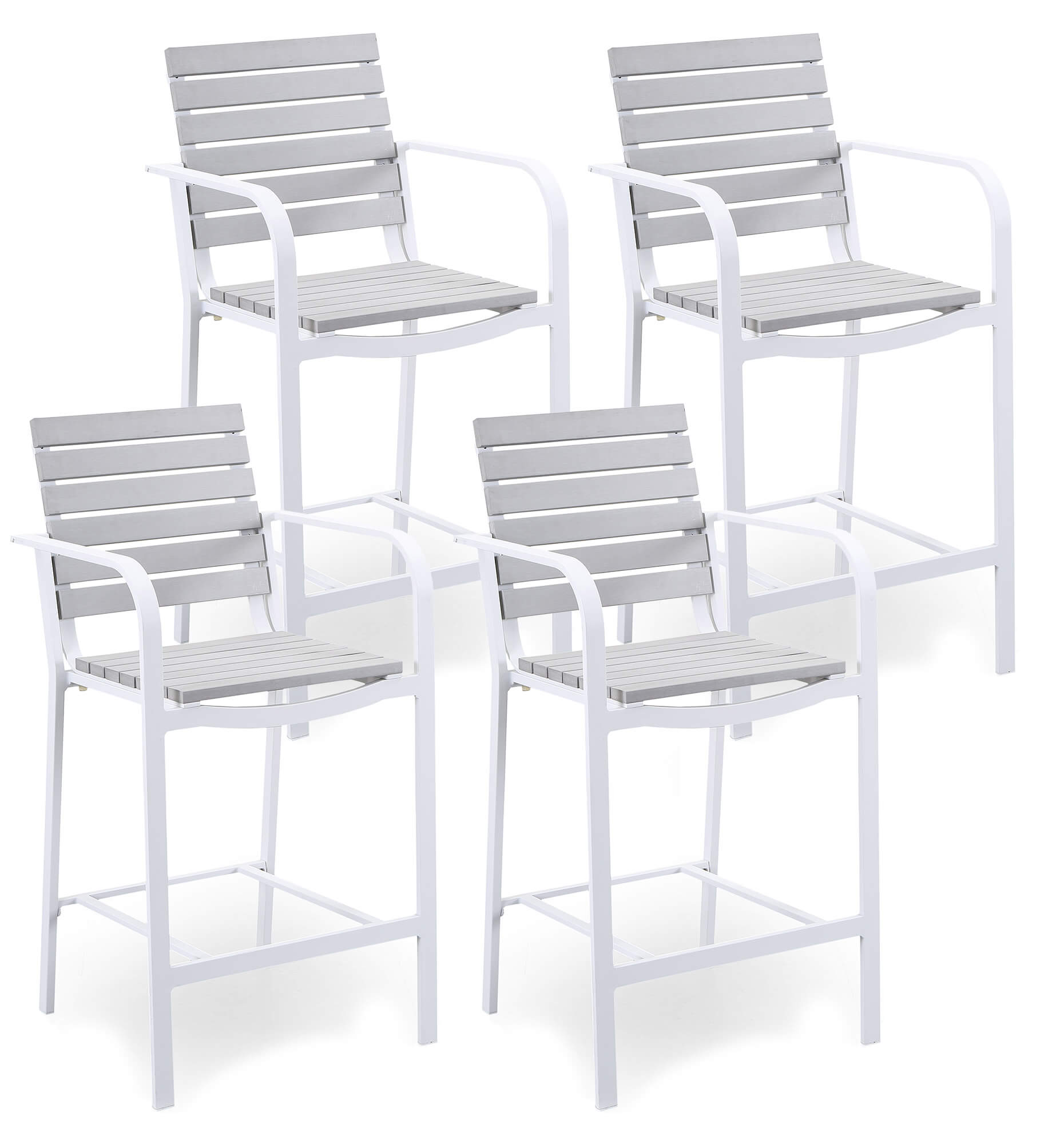 foto del prodotto set 4 sgabelli da bar 55,5x54,5x107 cm in alluminio kraus modigliani bianchi e grigi