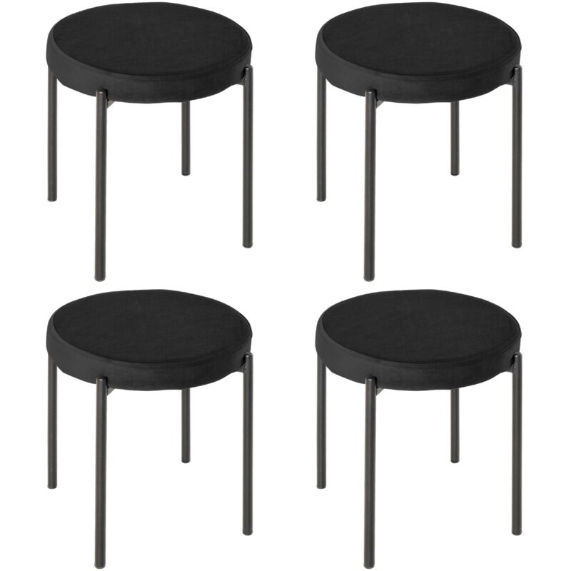 foto del prodotto set 4 sgabelli rotondi 41,5x46 cm in tessuto effetto velluto nero