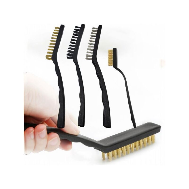 foto del prodotto set 4 spazzole metalliche per pulizia vernice saldatura delle scorie e ruggine
