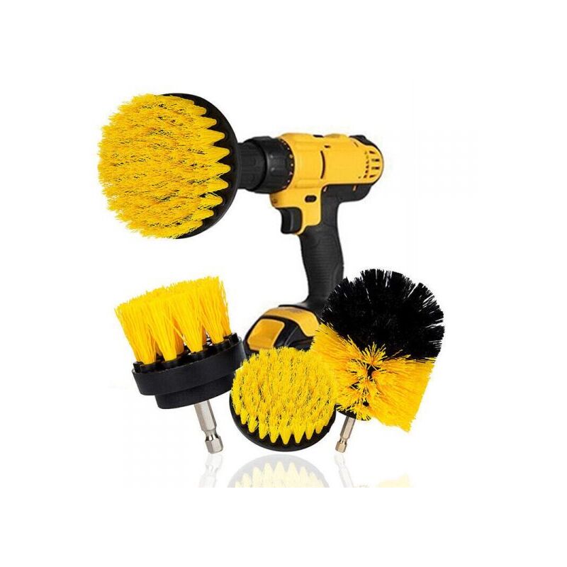 foto del prodotto set 4 spazzole spazzola rotante per trapano pulizia ceramica fughe griglie 07089