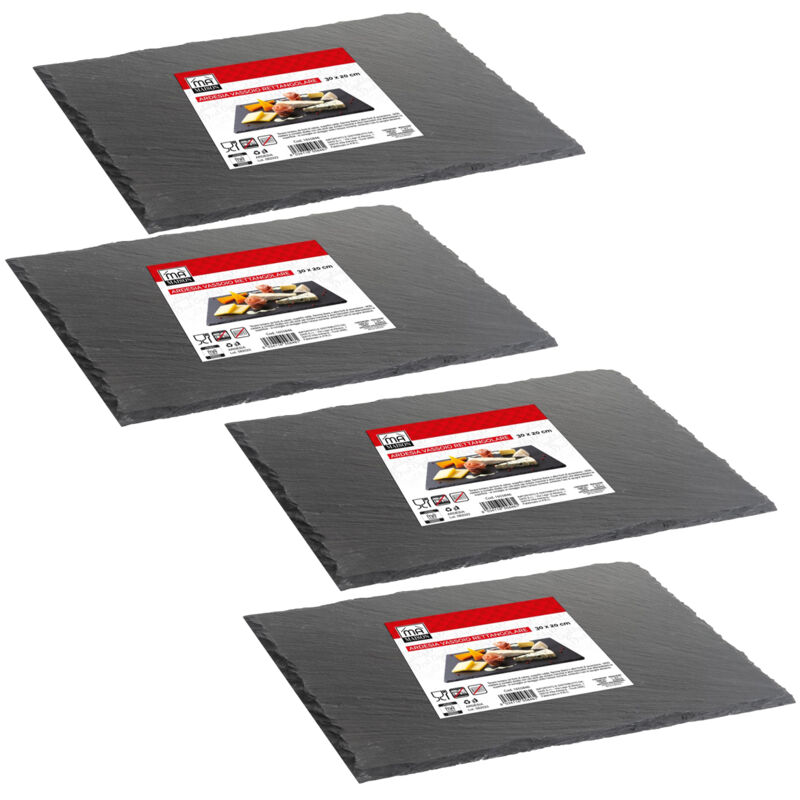 immagine 0 del prodotto set 4 vassoi rettangolari in ardesia 30 x 20 cm per antipasti o dessert maury s