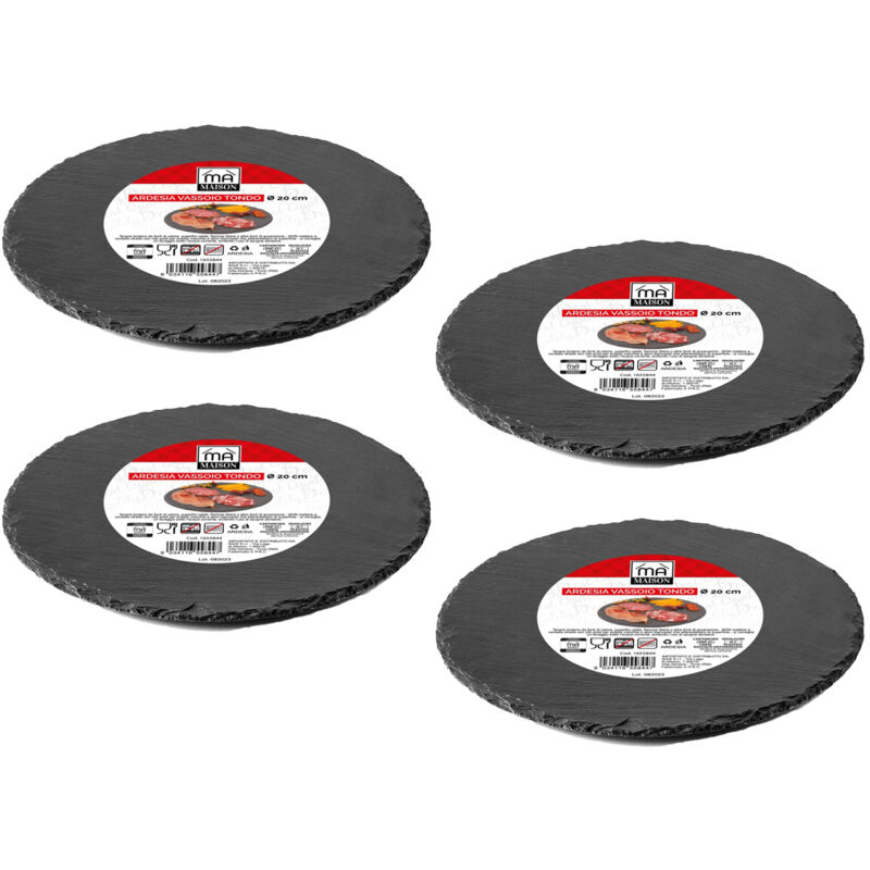 foto del prodotto set 4 vassoi tondi in ardesia diametro 20 cm per antipasti o dessert maury s
