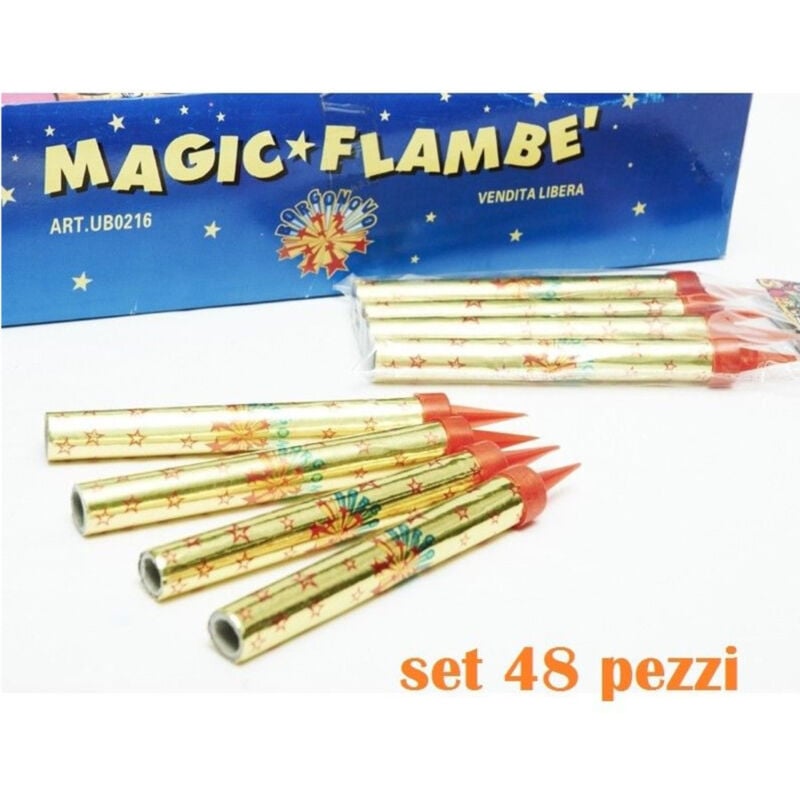 foto del prodotto set 48 candeline scintilla magic flamb candela pirotecnica compleanno festa trade shop traesio