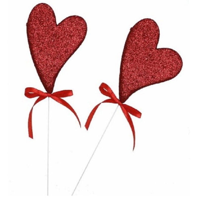 foto del prodotto set 4pz cuori polistirolo glitterati spillone con stand 10cm san valentino 68317 trade shop traesio