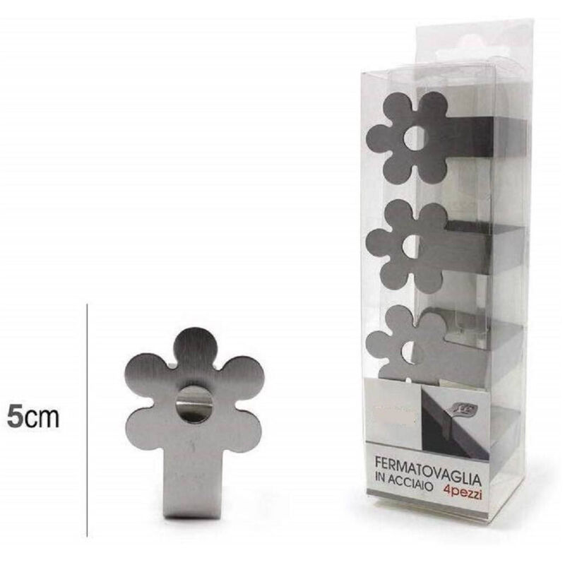 foto del prodotto set 4pz ferma tovaglia fermatovaglia tavola plastica acciaio fiore clip gancio casa - - trade shop traesio