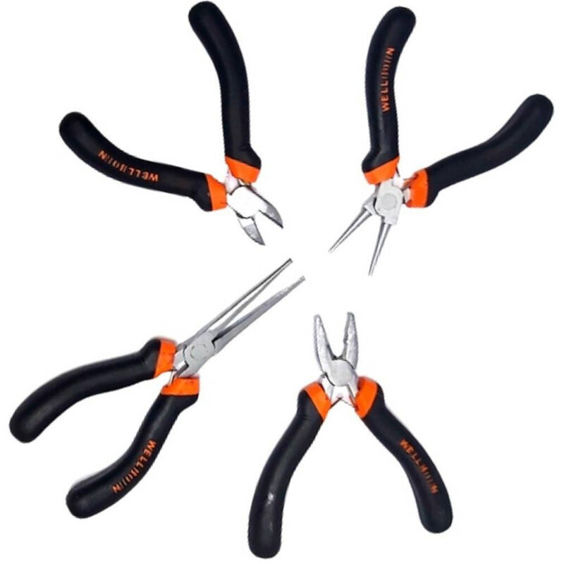 foto del prodotto set 4pz mini pinza per fabro elettricista 115 mm acciaio ergonomica bricolage trade shop traesio
