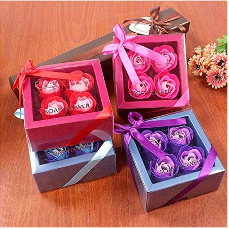 foto del prodotto set 4pz sapone saponette petali rose fiori profumate nozze bomboniera bagno casa trade shop traesio