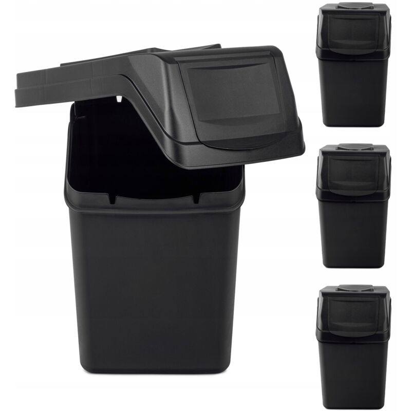 foto del prodotto set 4x contenitori per raccolta differenziata da 25 l con adesivi kadax