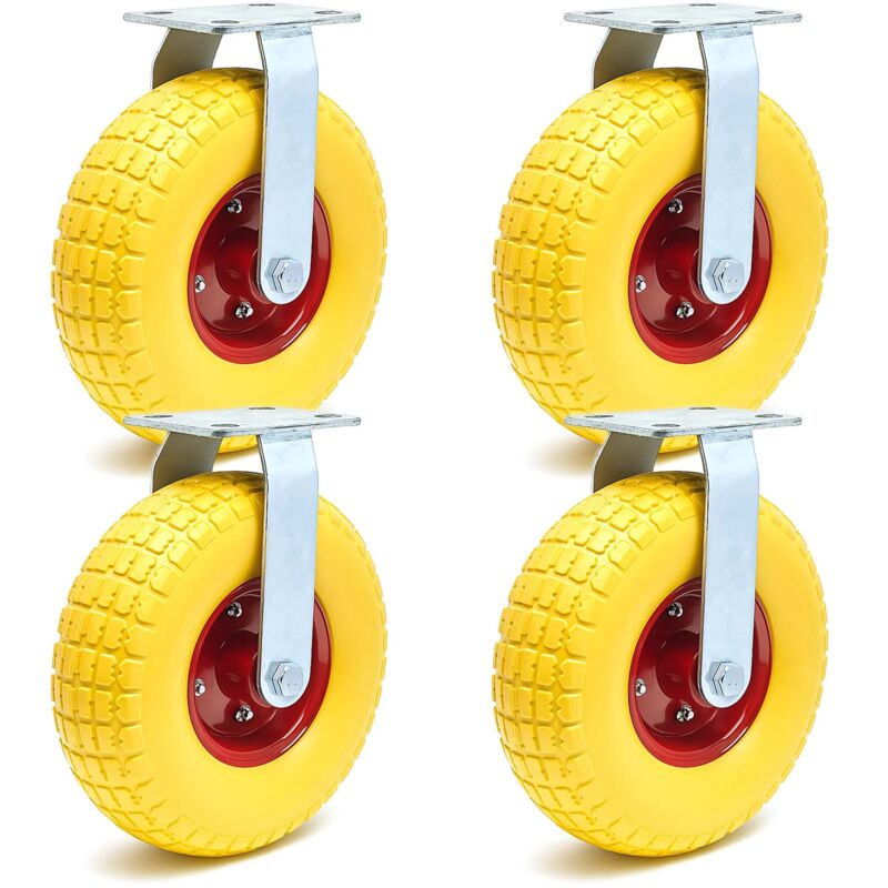 foto del prodotto set 4x ruote fisse da trasporto gialle 258 x 78 mm cerchi in metallo antiforatura max 150kg ruota