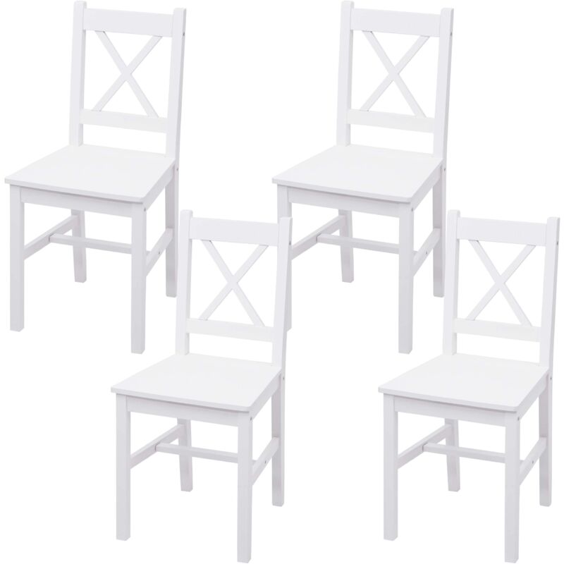 foto del prodotto set 4x sedie country classica cucina soggiorno hhg 481 legno massello 42x40x86cm bianco