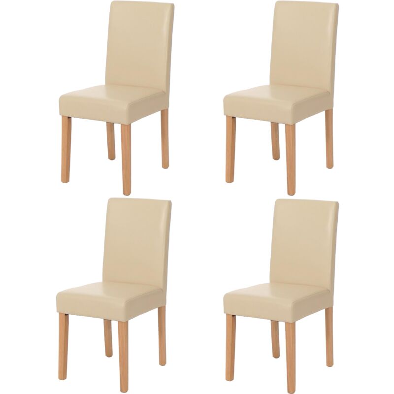 foto del prodotto set 4x sedie littau ecopelle soggiorno cucina sala da pranzo 43x56x90cm avorio piedi chiari