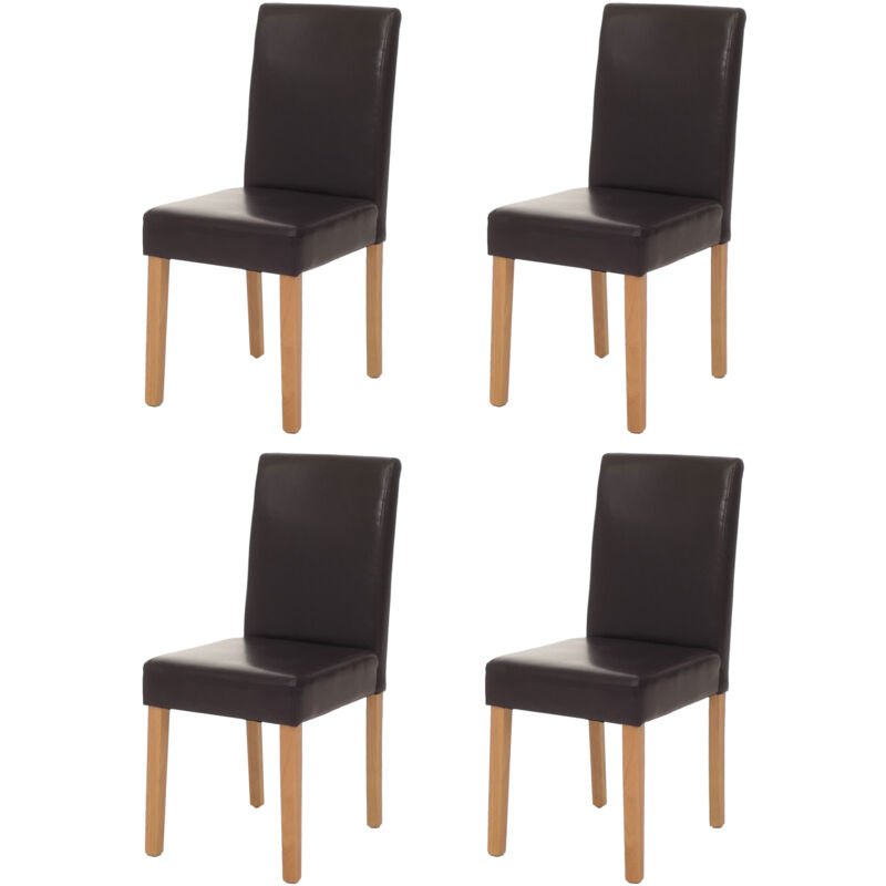 foto del prodotto set 4x sedie littau ecopelle soggiorno cucina sala da pranzo 43x56x90cm marrone piedi chiari