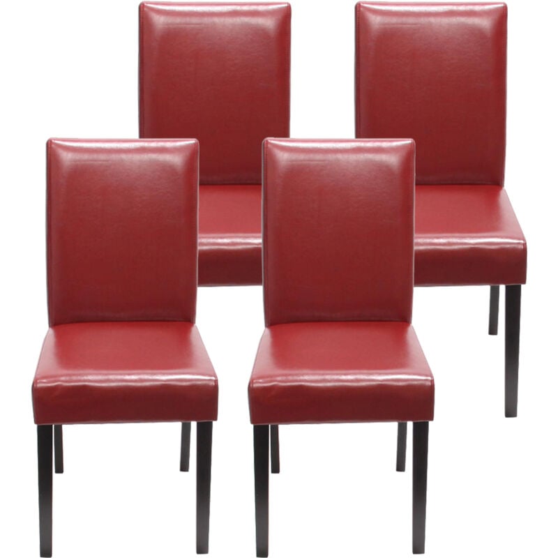 foto del prodotto set 4x sedie littau ecopelle soggiorno cucina sala da pranzo 43x56x90cm rosso piedi scuri