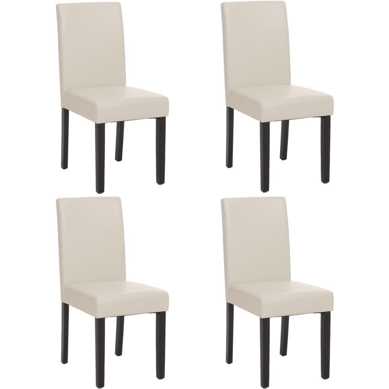 foto del prodotto set 4x sedie littau pelle soggiorno cucina sala da pranzo 43x56x90cm bianco piedi scuri