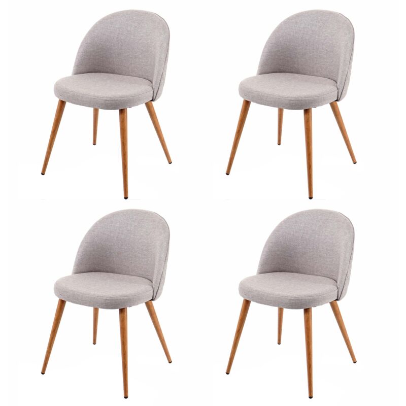 foto del prodotto set 4x sedie poltroncine hhg 631 design retro anni 50 trapuntate metallo tessuto grigio