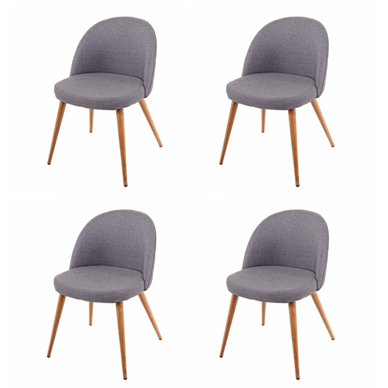 foto del prodotto set 4x sedie poltroncine hhg 631 design retro anni 50 trapuntate metallo tessuto grigio scuro