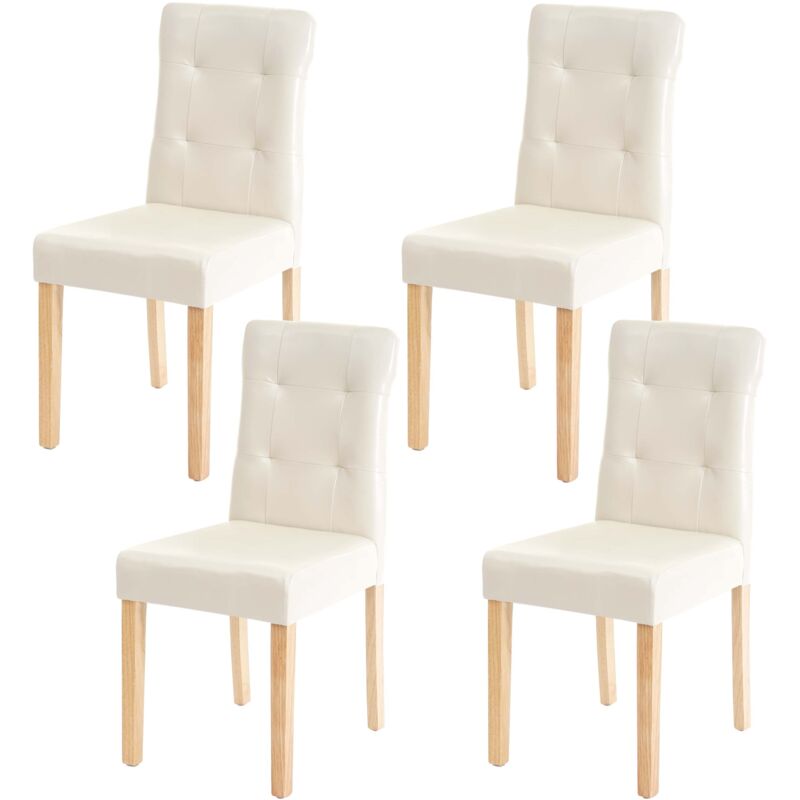 foto del prodotto set 4x sedie sala da pranzo soggiorno hhg 984 legno ecopelle avorio gambe chiare