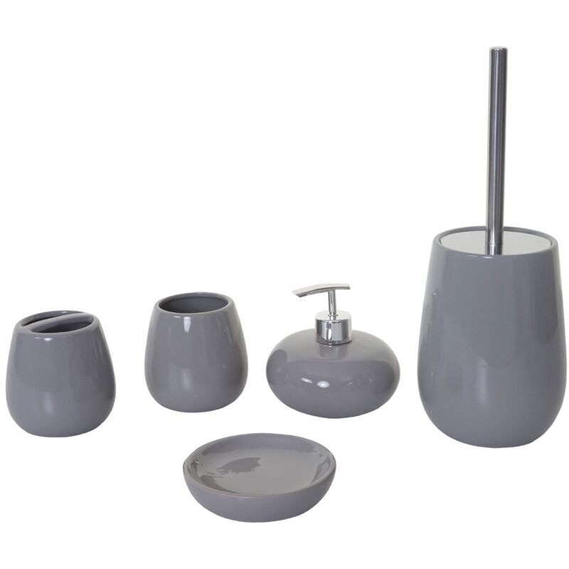foto del prodotto set 5 accessori bagno in ceramica per bagno grigio 040003581