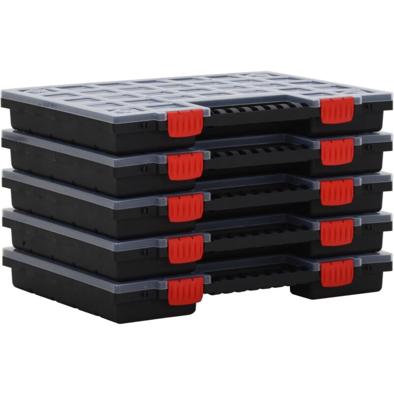 foto del prodotto set 5 cassette con 26 divisori regolabili resistente organizzatore di attrezzi