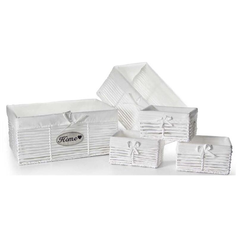 foto del prodotto set 5 ceste in tesuto 44 39 22 cm di colore bianco okx