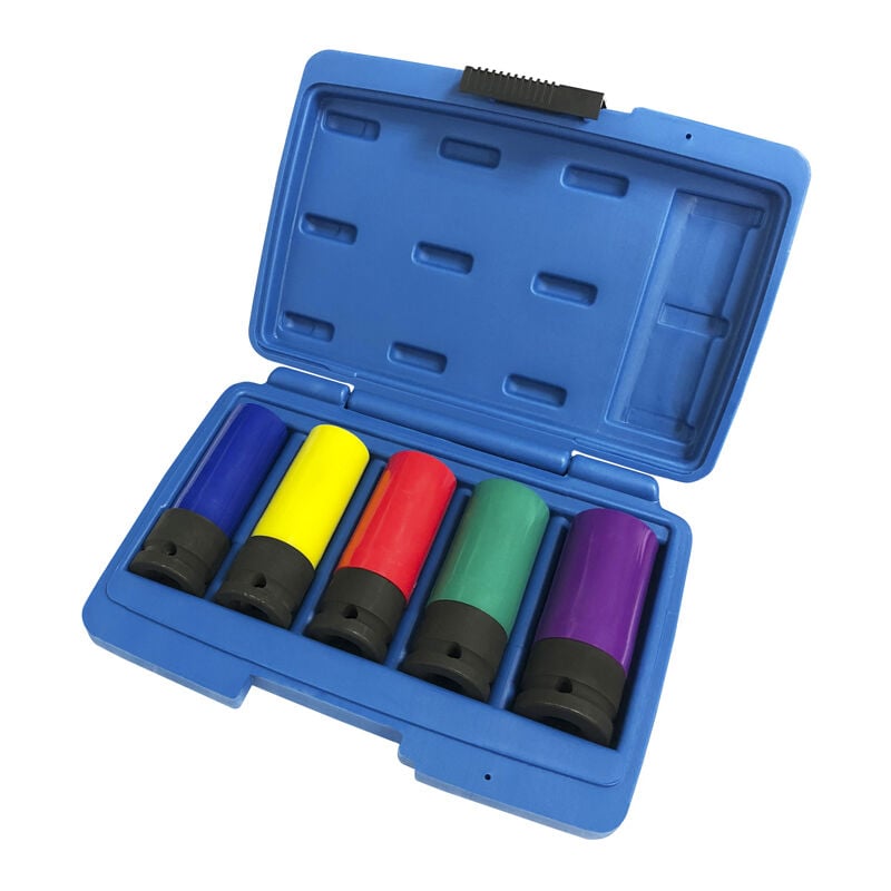 foto del prodotto set 5 chiavi bussola esagonali 17 24mm rivestite in plastica fervi 0341 5s