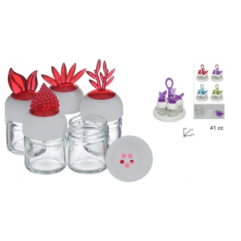 foto del prodotto set 5 contenitori barattolo natura 41cc design dosatore sale pepe spezie vetro - - trade shop traesio
