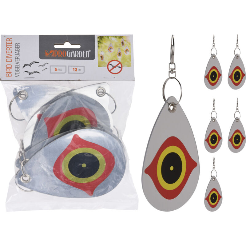 foto del prodotto set 5 dissuasori spaventapasseri in metallo per uccelli 13x19cm piccioni orto giardino
