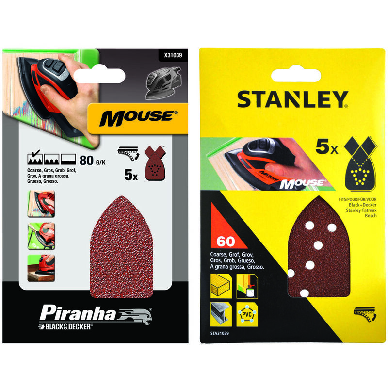 immagine 0 del prodotto set 5 fogli abrasivi con velcro per mouse grana 60 sta31039 