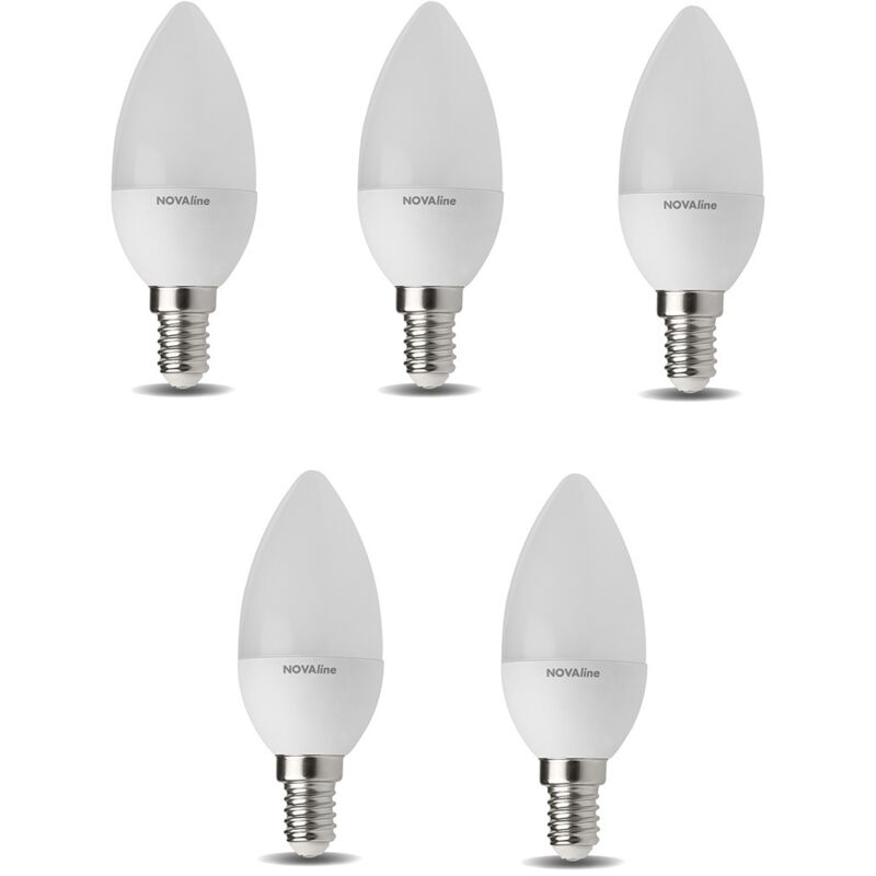 foto del prodotto set 5 lampadine led oliva e14 5w 3000k 470lm
