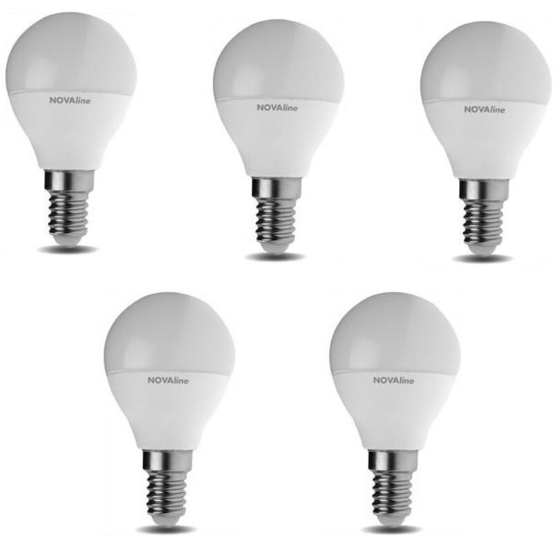foto del prodotto set 5 lampadine led sfera e14 5w 3000k 470lm