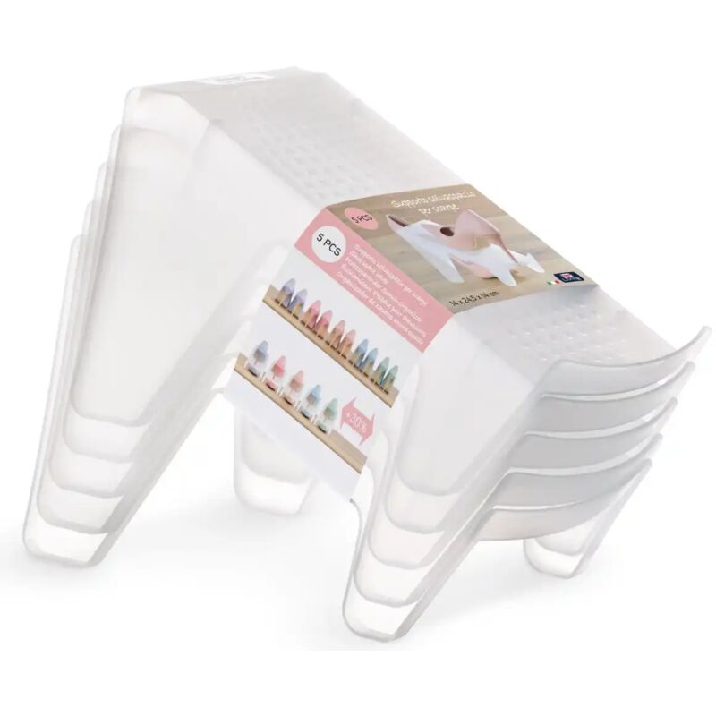 foto del prodotto set 5 pezzi alzatina scarpiera step l 14 x h 14 x p 24.5 cm trasparente
