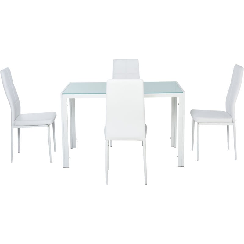 foto del prodotto set 5 pezzi con 1 tavolo e 4 sedie per cucina o sala da pranzo bianco homcom